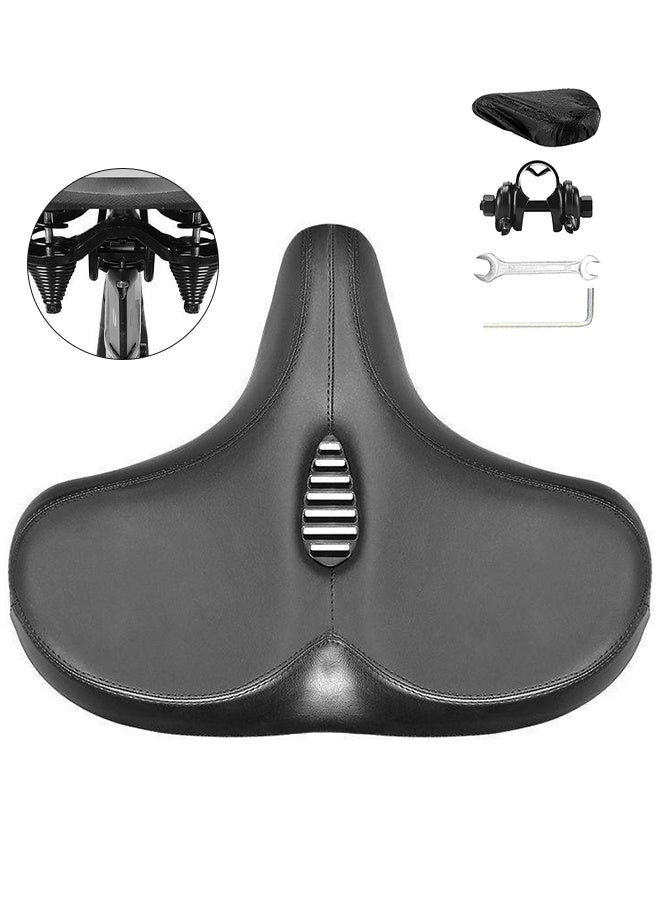 Extra Wide Cycling Saddle,Bicycle Seat Replacement,Oversized Comfortable Saddle,Double Shock/Hollow Breathable Bike Seat,Bicycle Cushion For MTB/Mountain/Fitness/Exercise Bike,With Mounting Tools