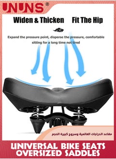 UNUNS Extra Wide Cycling Saddle,Bicycle Seat Replacement,Oversized Comfortable Saddle,Double Shock/Hollow Breathable Bike Seat,Bicycle Cushion For MTB/Mountain/Fitness/Exercise Bike,With Mounting Tools  - Image 2