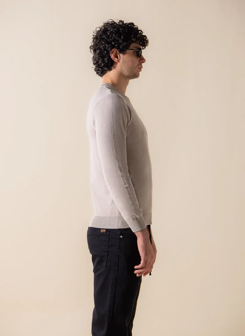 SHAPES Grey KNITTED SLIM SWEATER for Men | Best Price UAE