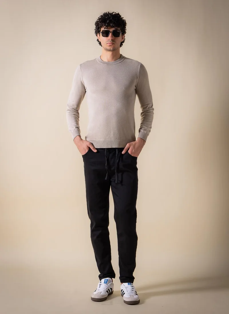 SHAPES Grey KNITTED SLIM SWEATER for Men | Best Price UAE