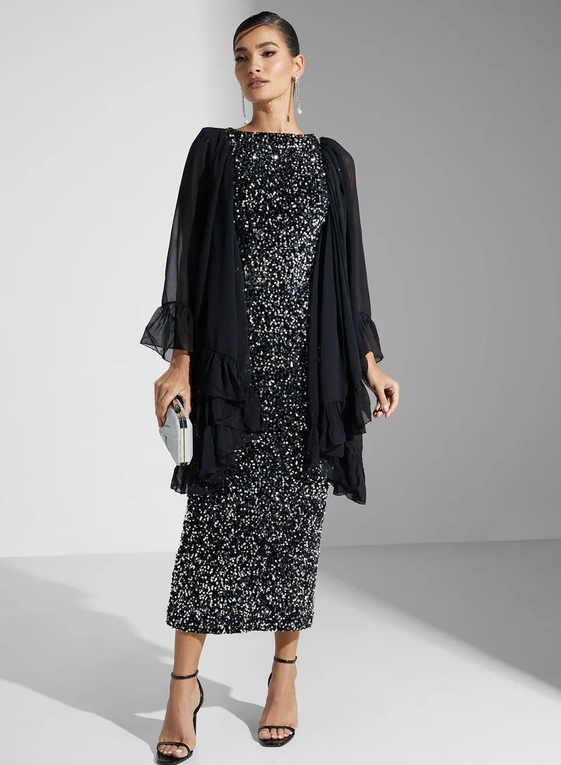 Golden Apple Sequin Sheath Dress