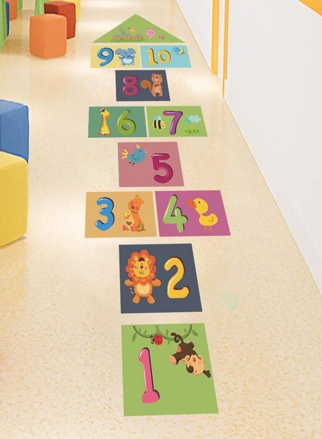MAAGHI Number Hopscotch Game Floor Decor Stickers, Creative Cartoon Decoration Wallpaper Sticker, DIY Digital Grid Game Wall Decor for Baby Kids Room Bedroom (Green) - Image 2
