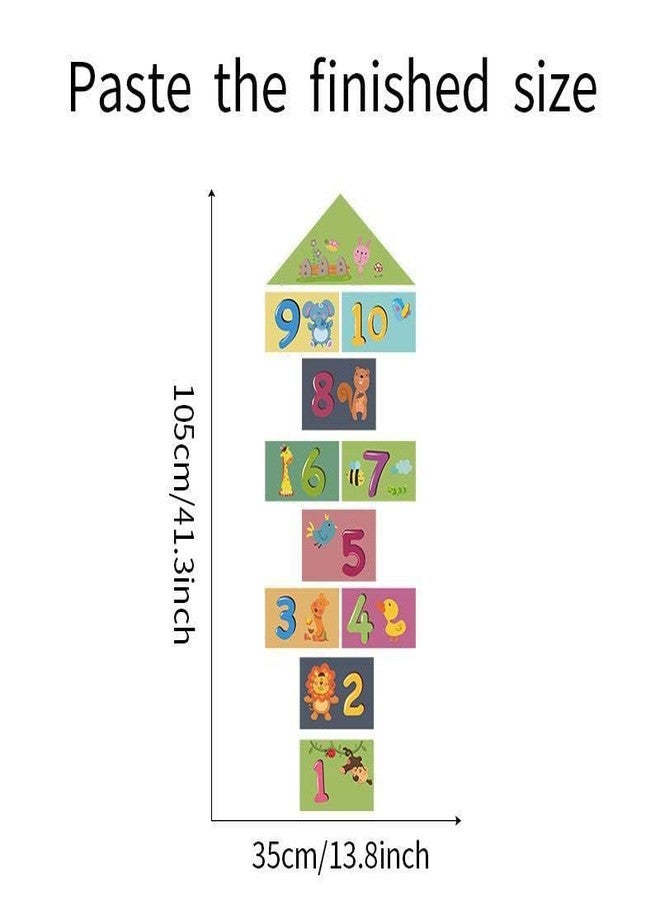 MAAGHI Number Hopscotch Game Floor Decor Stickers, Creative Cartoon Decoration Wallpaper Sticker, DIY Digital Grid Game Wall Decor for Baby Kids Room Bedroom (Green) - Image 3
