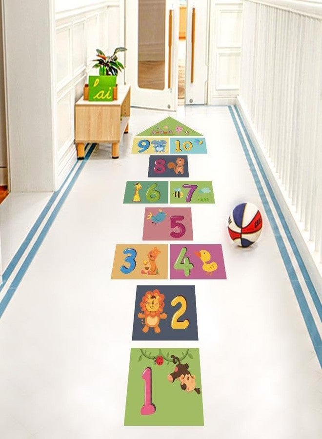 MAAGHI Number Hopscotch Game Floor Decor Stickers, Creative Cartoon Decoration Wallpaper Sticker, DIY Digital Grid Game Wall Decor for Baby Kids Room Bedroom (Green) - Image 5