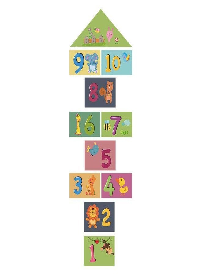 MAAGHI Number Hopscotch Game Floor Decor Stickers, Creative Cartoon Decoration Wallpaper Sticker, DIY Digital Grid Game Wall Decor for Baby Kids Room Bedroom (Green) - Image 1