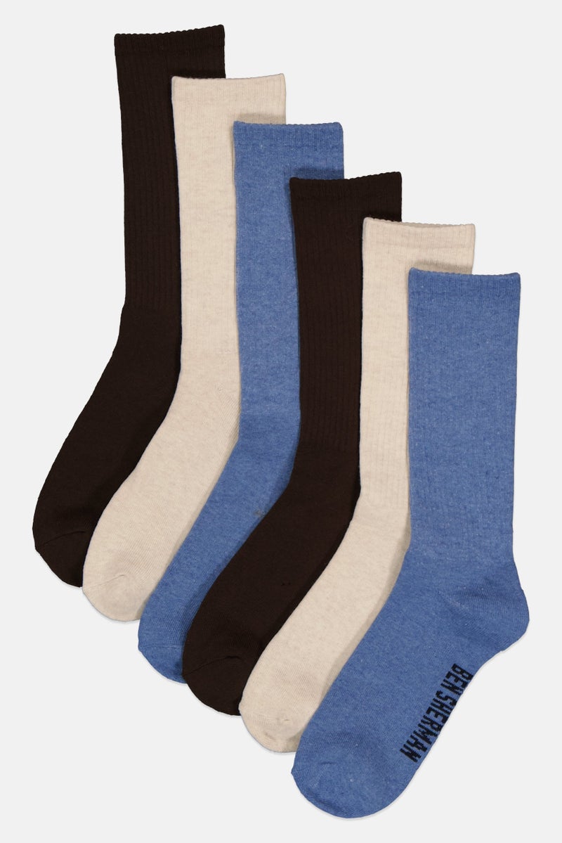 Ben Sherman Men 6 Pairs Brand Logo Crew Cut Socks, Multicolor  - Image 1
