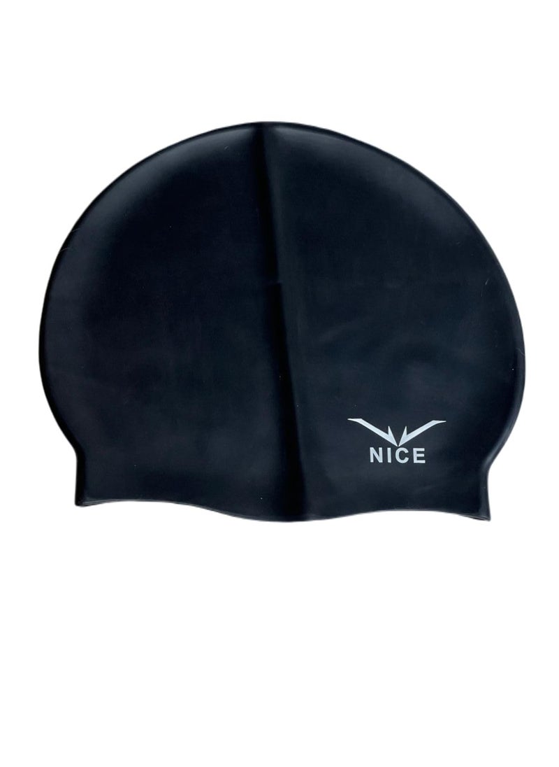 NICE Go Swim Kids Swim Cap by Qshop®️, Durable Silicone Swim Cap for Toddler Boys and Girls, Waterproof Swim Caps, Comfortable Kids Swim Caps with Simple Design for Long and Short Hair, Ponytail  - Image 4
