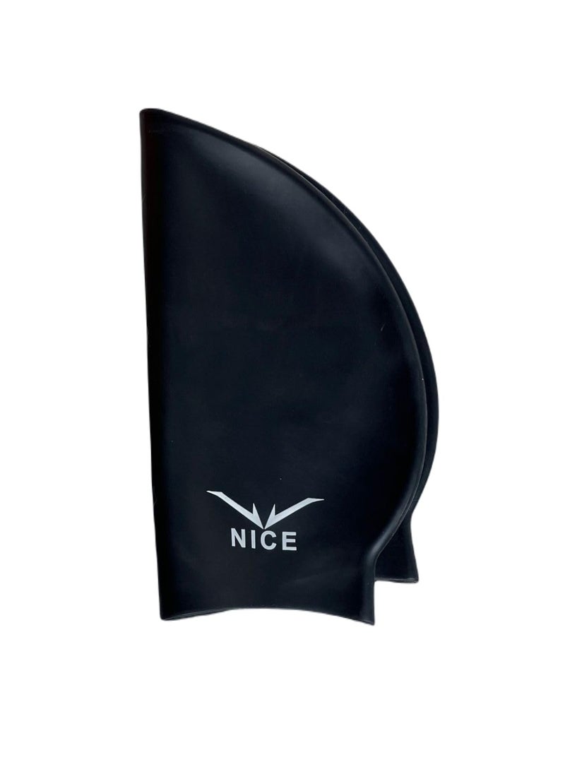NICE Go Swim Kids Swim Cap by Qshop®️, Durable Silicone Swim Cap for Toddler Boys and Girls, Waterproof Swim Caps, Comfortable Kids Swim Caps with Simple Design for Long and Short Hair, Ponytail  - Image 3