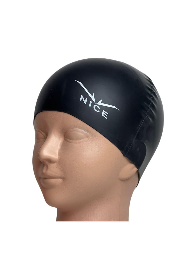 NICE Go Swim Kids Swim Cap by Qshop®️, Durable Silicone Swim Cap for Toddler Boys and Girls, Waterproof Swim Caps, Comfortable Kids Swim Caps with Simple Design for Long and Short Hair, Ponytail  - Image 1