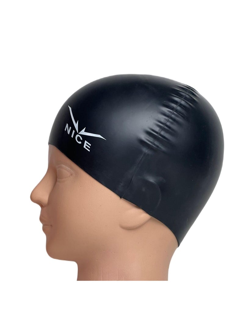 NICE Go Swim Kids Swim Cap by Qshop®️, Durable Silicone Swim Cap for Toddler Boys and Girls, Waterproof Swim Caps, Comfortable Kids Swim Caps with Simple Design for Long and Short Hair, Ponytail  - Image 2