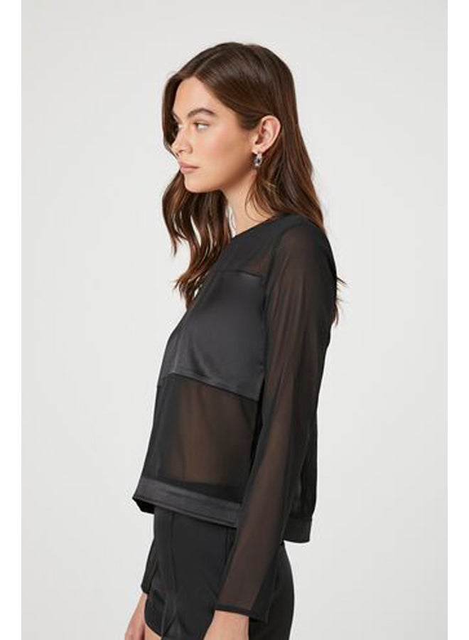 FOREVER 21 Chiffon Mesh Panel Top - Image 2