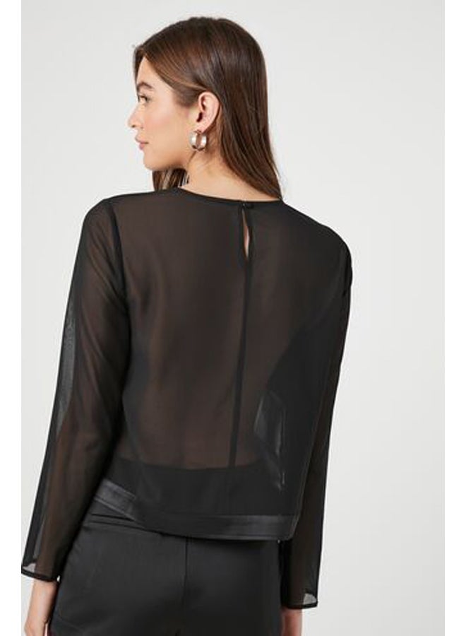 FOREVER 21 Chiffon Mesh Panel Top - Image 3