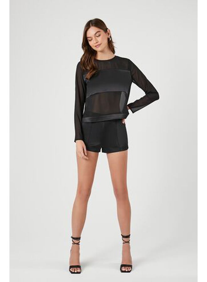 FOREVER 21 Chiffon Mesh Panel Top - Image 4