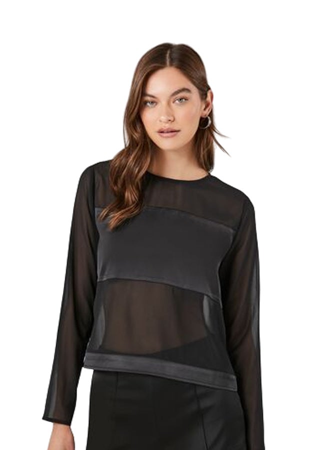FOREVER 21 Chiffon Mesh Panel Top - Image 1