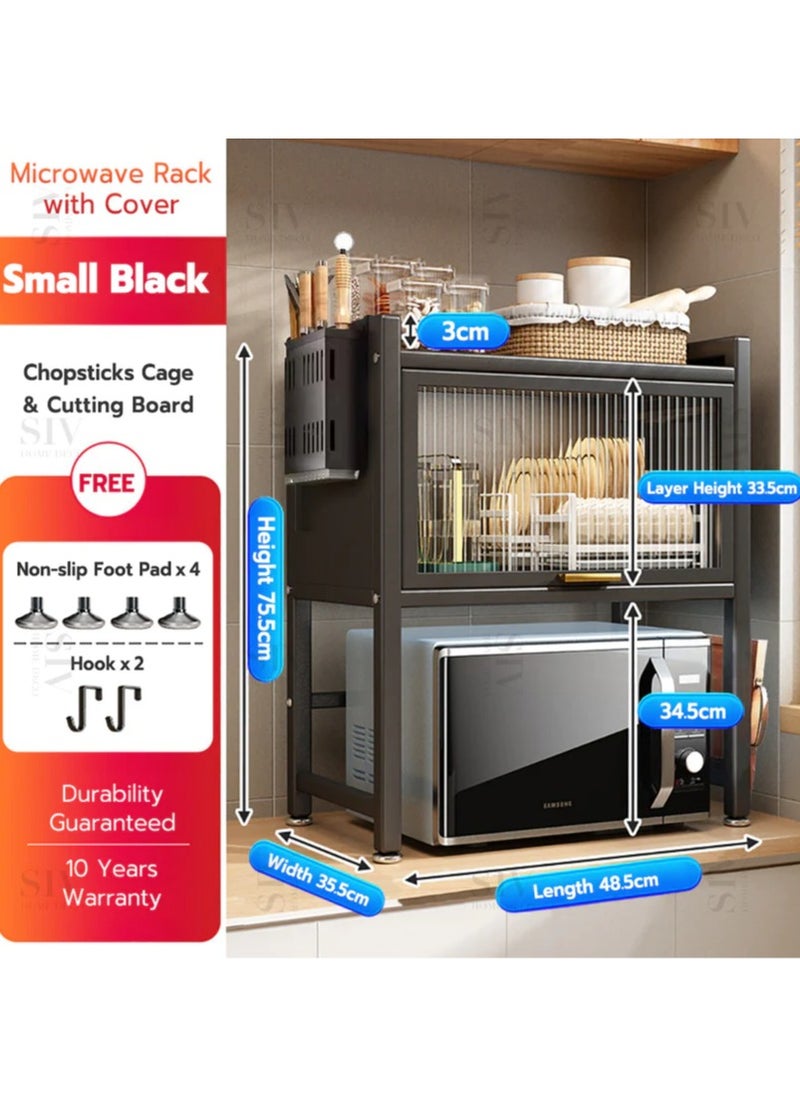 Generic Aluminum Extendable Horizontal Extension Microwave Rack Holder Kitchen Counter Organizer Pantry Rack Kitchen Storage Shelves Holder  - Image 4
