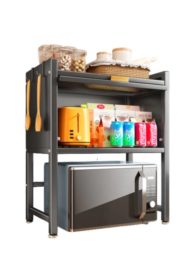 Generic Aluminum Extendable Horizontal Extension Microwave Rack Holder Kitchen Counter Organizer Pantry Rack Kitchen Storage Shelves Holder  - Image 2