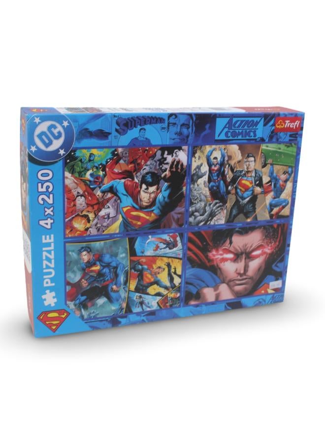 Trefl Superman Action Puzzle Set – 4-in-1 (250 Pieces Each) - Image 1
