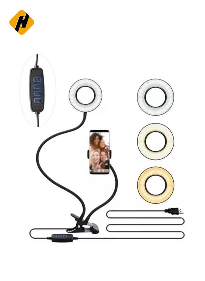 هوها - Professional Live Stream Selfie Ring Light مع حامل الهاتف المحمول Stand for Streammakeup ، وضع 3-Light ، سطوع 10 مستويات وأكثر توافقًا مع الهاتف الشامل - Image 1