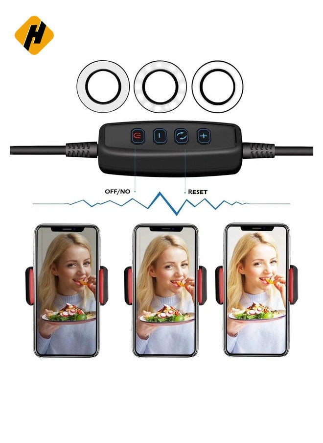 هوها - Professional Live Stream Selfie Ring Light مع حامل الهاتف المحمول Stand for Streammakeup ، وضع 3-Light ، سطوع 10 مستويات وأكثر توافقًا مع الهاتف الشامل - Image 1