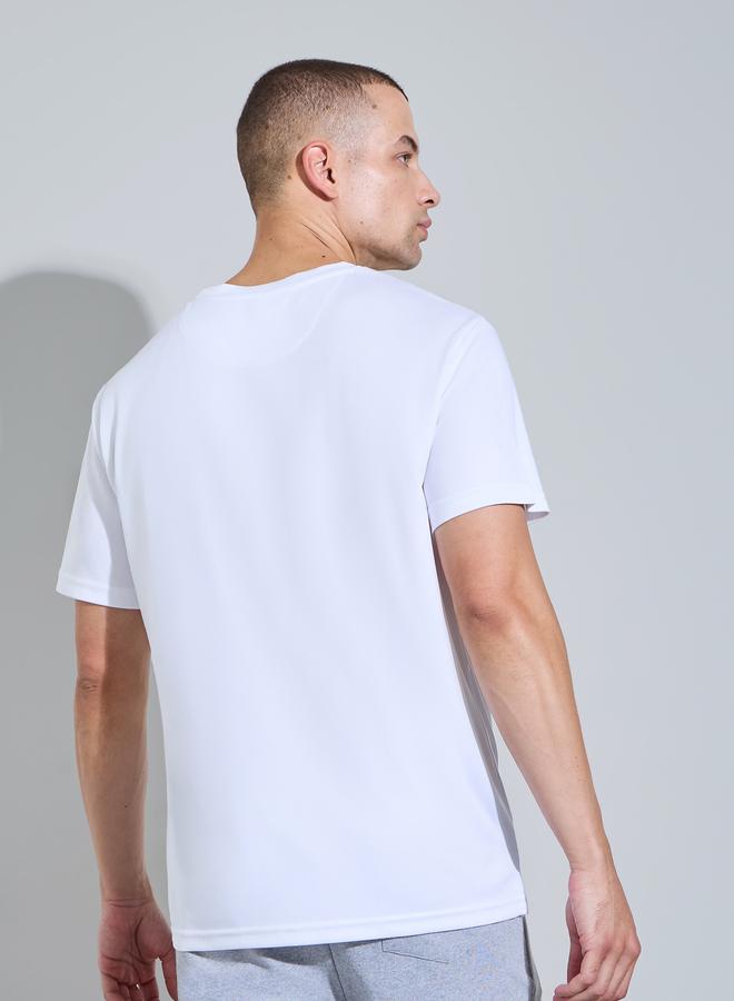 Styli Men White Graphic Print Side Slit Regular Fit T-Shirt - Image 4