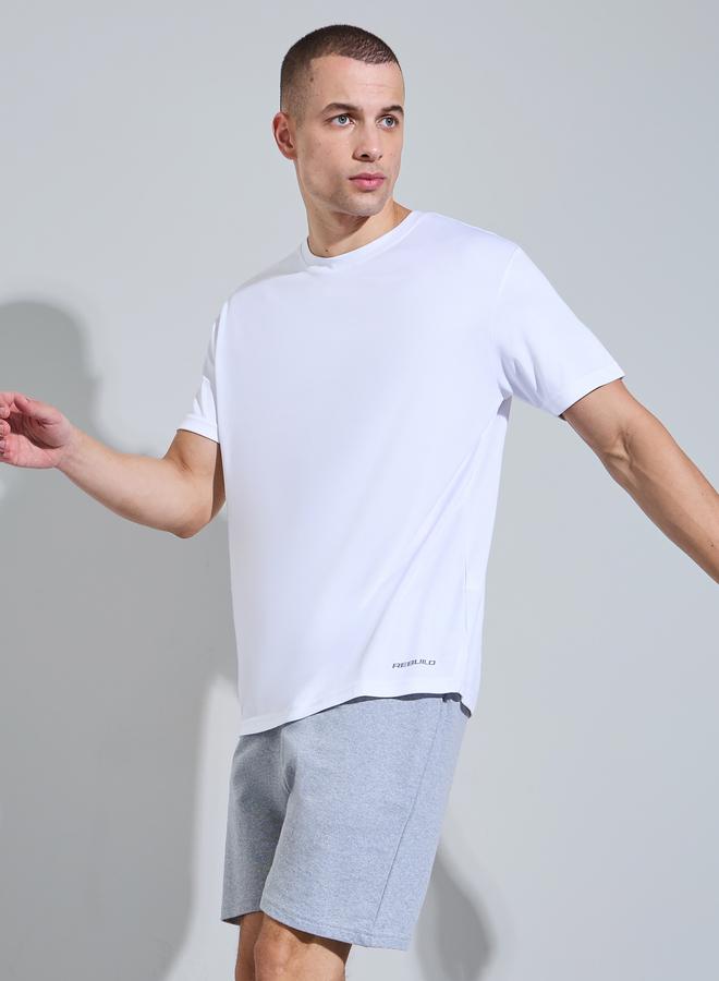 Styli Men White Graphic Print Side Slit Regular Fit T-Shirt - Image 1