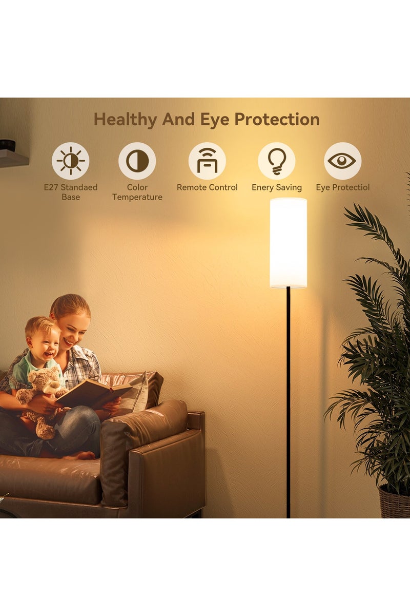 Castlery Floor Lamp App-Controlled & Remote, 12W LED Dimmable Tall Standing Lamp with Timer, Night Light - Modern Living Room Bedroom Light, Metal Base Linen Shade - Image 3