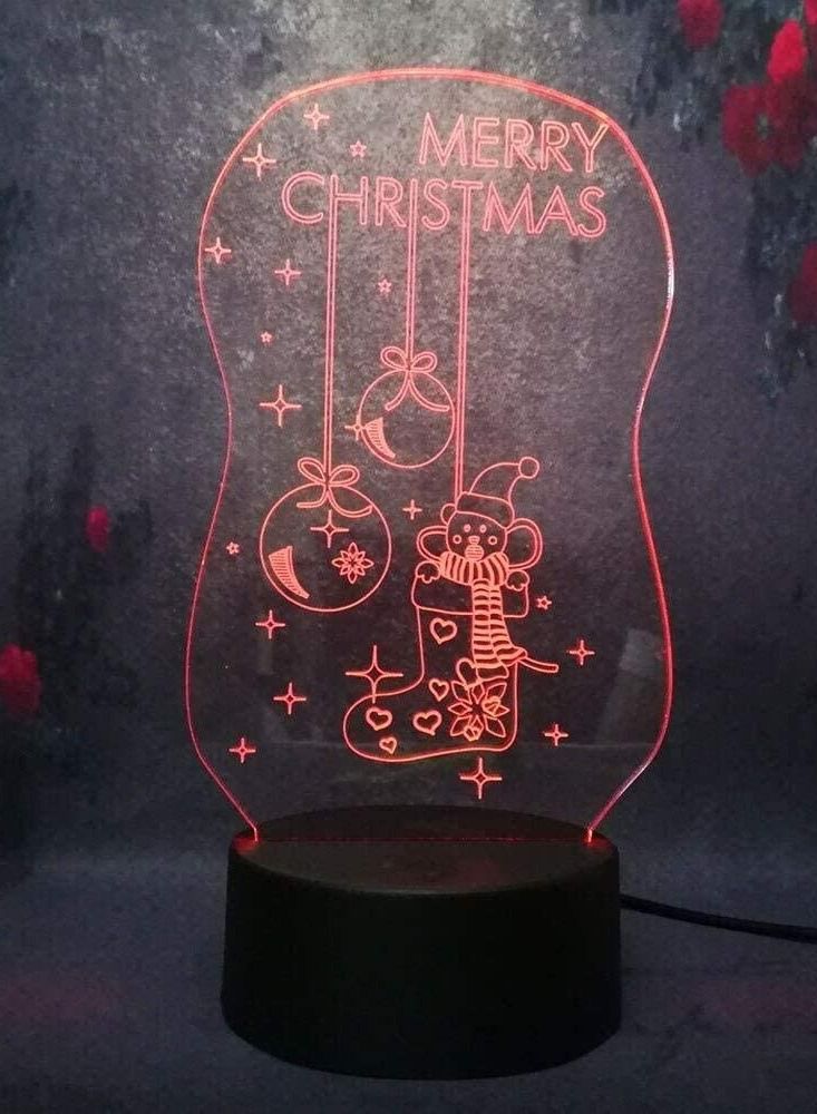 althiqahkey 3D Multicolor Night Light Merry Sock Bell Color Changing LED Remote Kids Light Bedroom Lamp Birthday Xmas Gift Decor Lamp  - Image 4