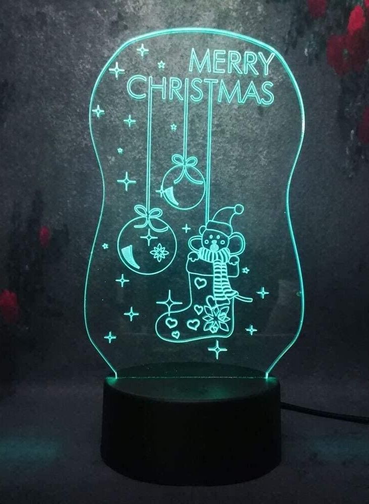althiqahkey 3D Multicolor Night Light Merry Sock Bell Color Changing LED Remote Kids Light Bedroom Lamp Birthday Xmas Gift Decor Lamp  - Image 3