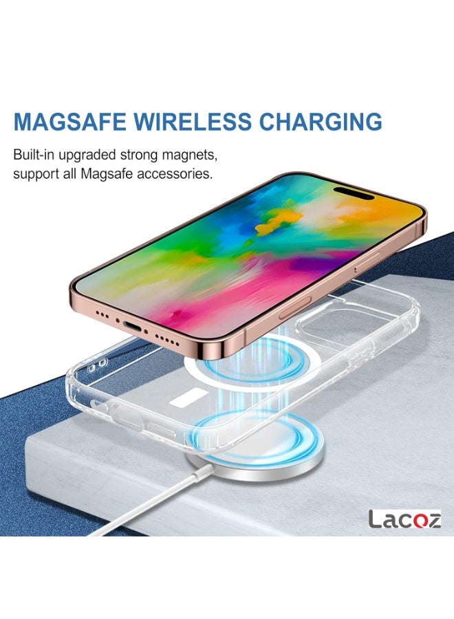 لاكوز جراب هاتف شفاف فاخر بتقنية MagSafe لهاتف iPhone 16 Pro، غطاء حماية شفاف تمامًا مع حلقة مغناطيسية قوية للشحن اللاسلكي - Image 2