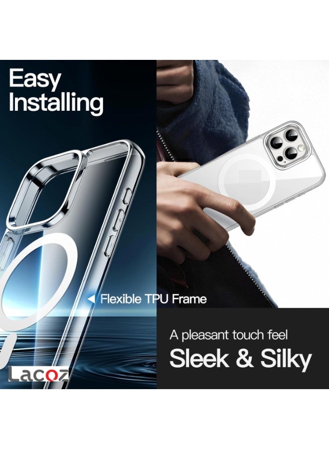 لاكوز جراب هاتف شفاف فاخر بتقنية MagSafe لهاتف iPhone 16 Pro، غطاء حماية شفاف تمامًا مع حلقة مغناطيسية قوية للشحن اللاسلكي - Image 3