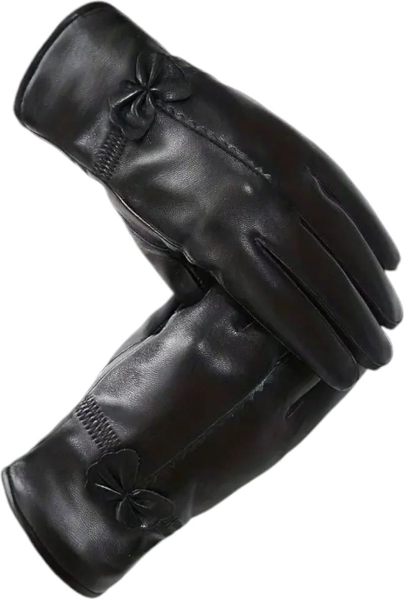 Tezzgelsin Women's Genuine Leather Water and Windproof Cold Resistant Thermal Gloves  - Image 2