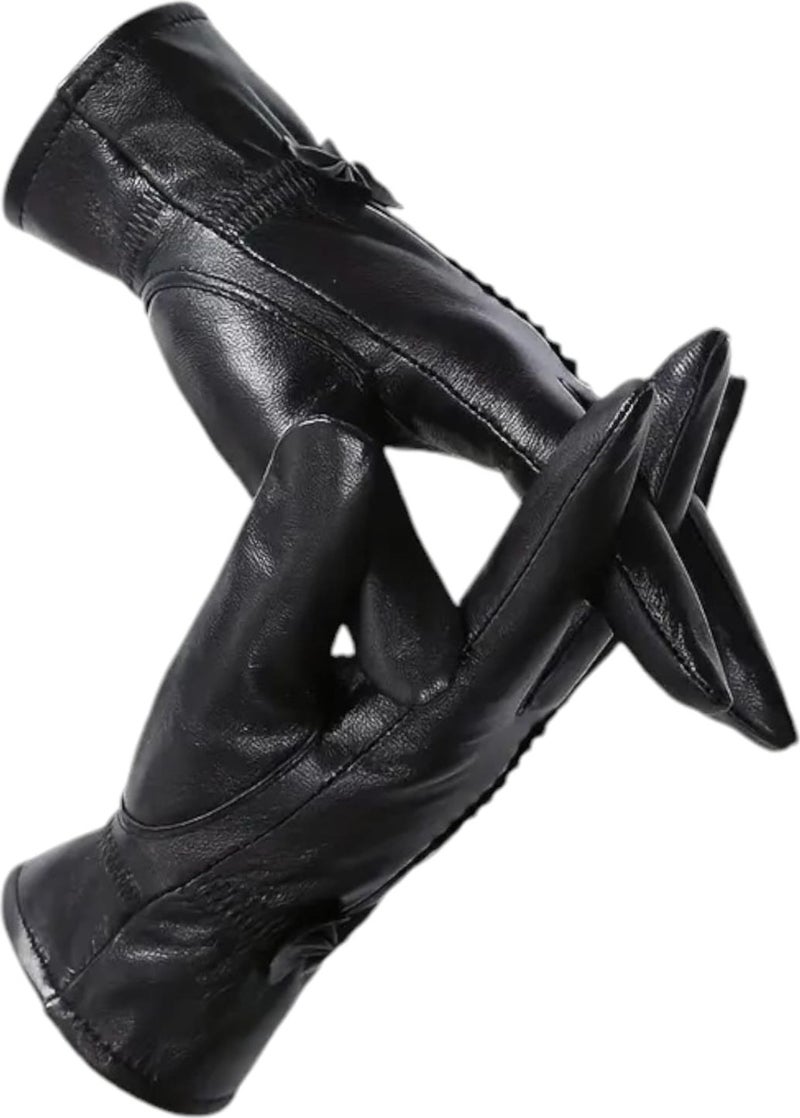 Tezzgelsin Women's Genuine Leather Water and Windproof Cold Resistant Thermal Gloves  - Image 3