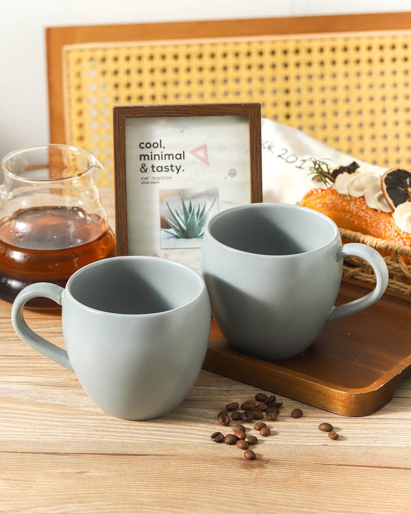Tikooere Coffee Mugs Set of 4, 16 oz Ceramic Coffee Cups for Latte, Tea, Milk, Cereal, Cappuccino, Stoneware Tea Cups for Housewarming Wedding Gifts, Microwave & Dishwasher Safe, Pebble Gray - Image 4