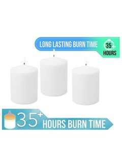 Lukadah Lukadah Premium Quality Unscented Pillar Candles 2 x 2 Inch, Long Burning Hours, Decorative Pillar Candles, SPA Candles - Dripless Clean Burning Dinner Candle | Set of 3  - Image 4