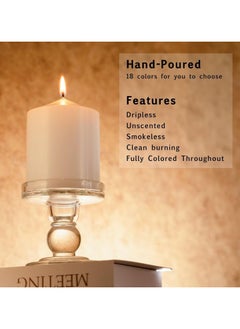 Lukadah Lukadah Premium Quality Unscented Pillar Candles 2 x 2 Inch, Long Burning Hours, Decorative Pillar Candles, SPA Candles - Dripless Clean Burning Dinner Candle | Set of 3  - Image 2