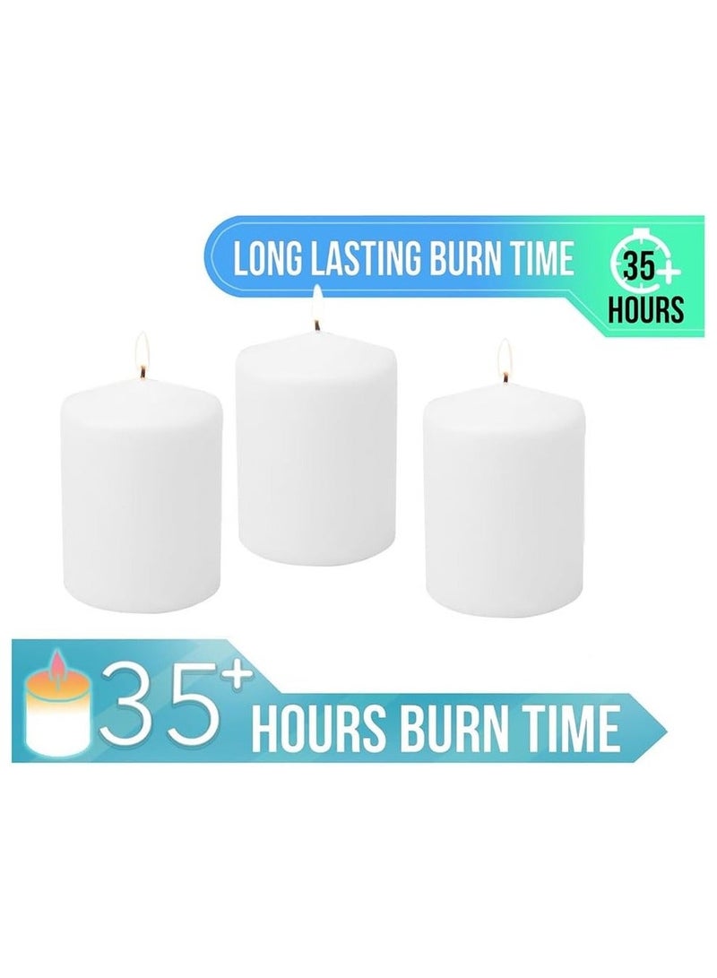 Sakha Candle Premium Quality Unscented Pillar Candles 2 x 2 Inch, Long Burning Hours, Decorative Pillar Candles, SPA Candles - Dripless Clean Burning Dinner Candle | Set of 3 - Image 3
