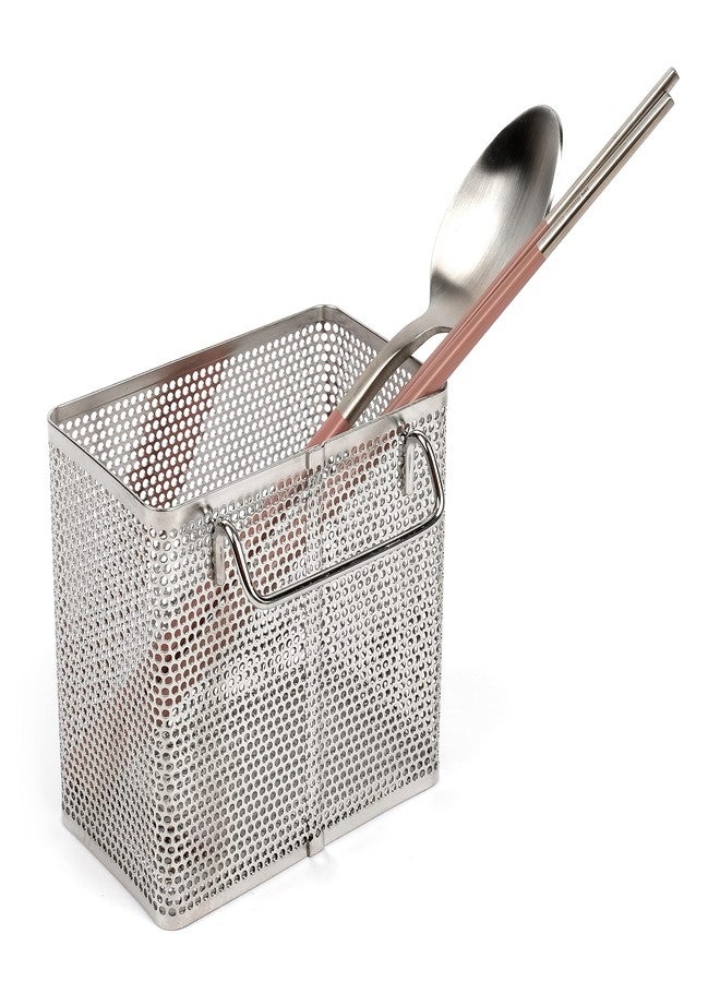 LENITH Kitchen Utensil Chopsticks Perforated Holder with Hooks - 304 Stainless Steel Storage for Organizer Dishwasher Safe (Small Rectangle) - Image 5