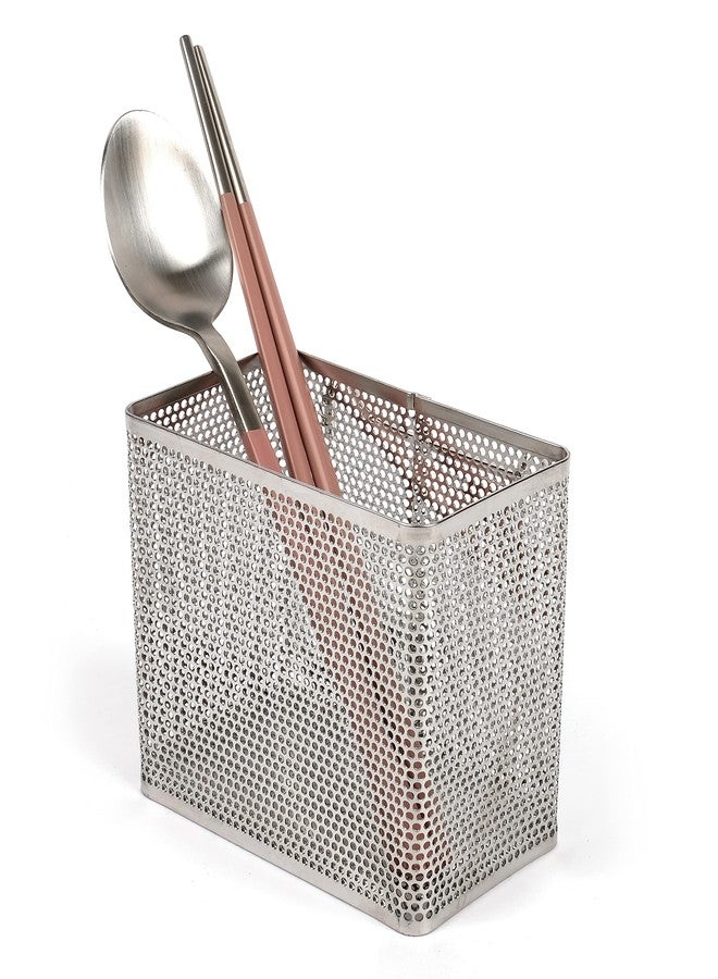 LENITH Kitchen Utensil Chopsticks Perforated Holder with Hooks - 304 Stainless Steel Storage for Organizer Dishwasher Safe (Small Rectangle) - Image 1