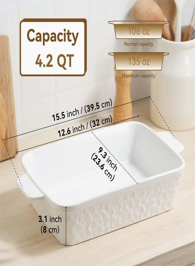 Dafuceramic Casserole Dish for Oven, 4.2 QT Baking Dish, 9x13 Large Porcelain Baking Pan, Durable Rectangular Lasagna Pan Deep with Handles, Microwave Oven Safe - Image 2