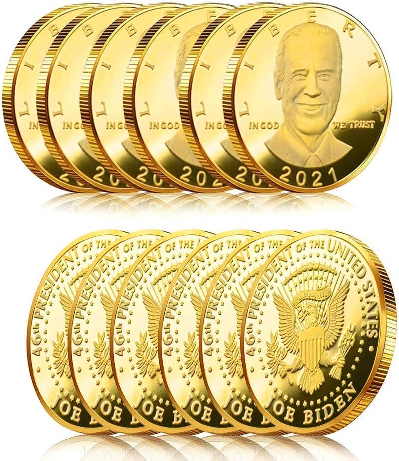 كلاراكو عملة جو بايدن الذهبية، عملة ذهبية مطلية بالذهب لعام 2021 قابلة للتحصيل، مع حافظة واقية متضمنة، (عبوة من 20 قطعة - ذهبية) - Image 2