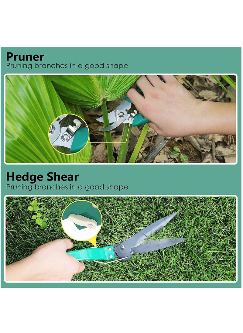 Arabest - Garden Tool Set, 10PCS Gardening Planting Tool Kit Outdoor Hand Tools with Non-slip Rubber Grip Including Pruners, Pruning Saw, Rakes,Sprayer,Trowel,Scissors for Indoor Gardening Gifts - Image 1