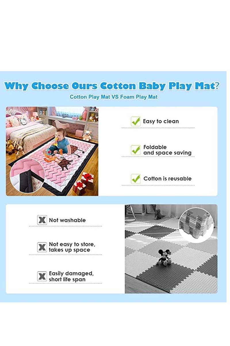 MONOGUE Soft Thick Baby Play Mat Washable Non-Slip Crawling Mat Skin-Friendly Cotton for Babies & Toddlers - Image 2