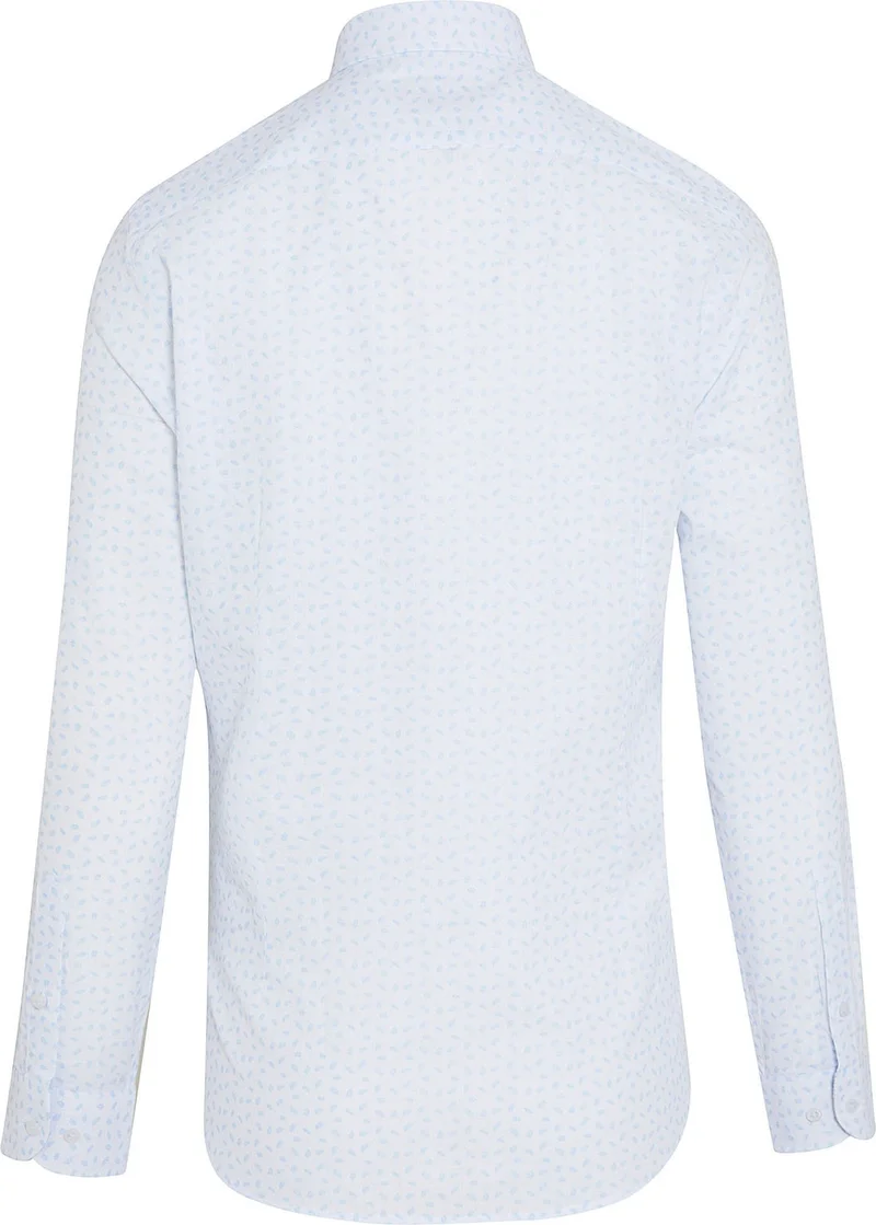 هاتيموغلو Men's Blue Printed Slim Fit Shirt