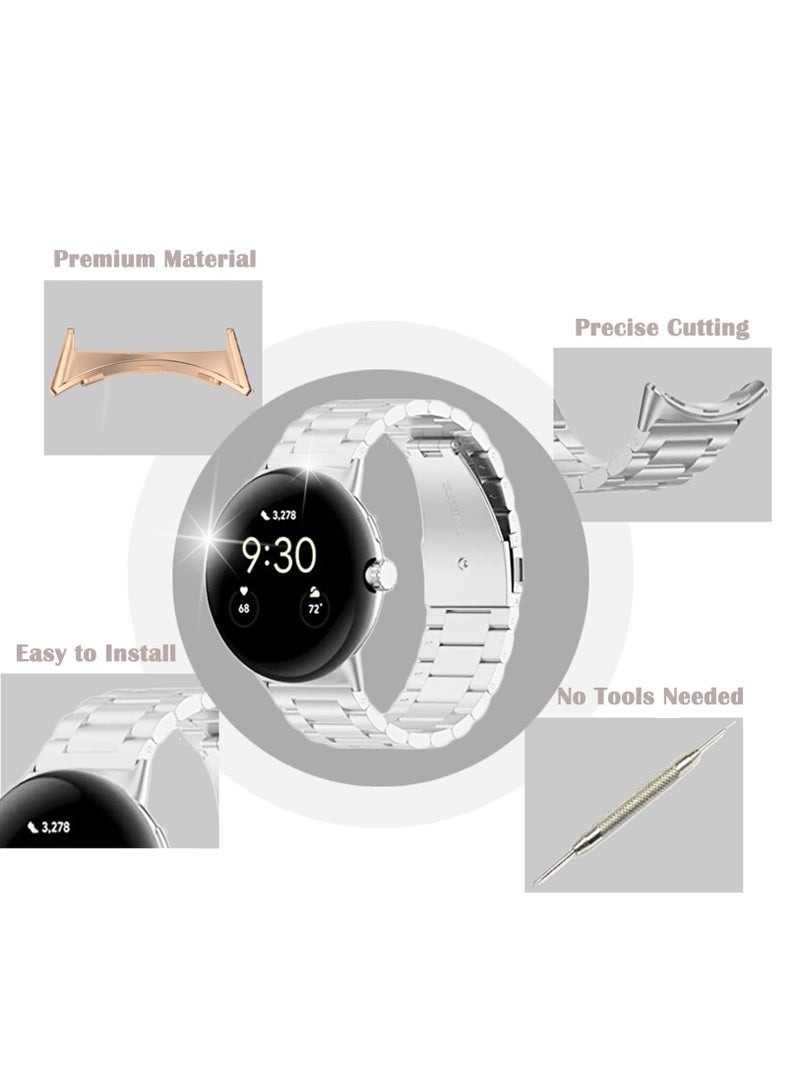 Compatible for Google Pixel Watch 2 Connector, 20mm Stainless Steel Replaceable Connection Adapter for Google Pixel Watch 2 Accessories, Pixel Watch Band Connector Adapter, Rose Gold - Image 2