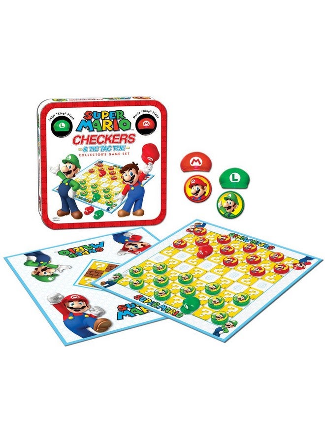 USAopoly Super Mario Checkers & Tic-Tac-Toe Collector's Game Set | Featuring Super Mario Bros - Mario & Luigi | Collectible Checkers and TicTacToe Perfect for Mario Fans - Image 2
