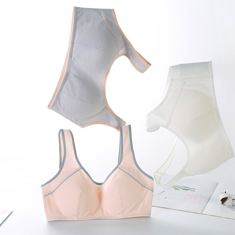 Girls' Underwear For Primary School Students Junior High School Students Elastic Wide Shoulder Strap Double Layer Anti-Bump Bra For Girls Developmental Vest - Image 4