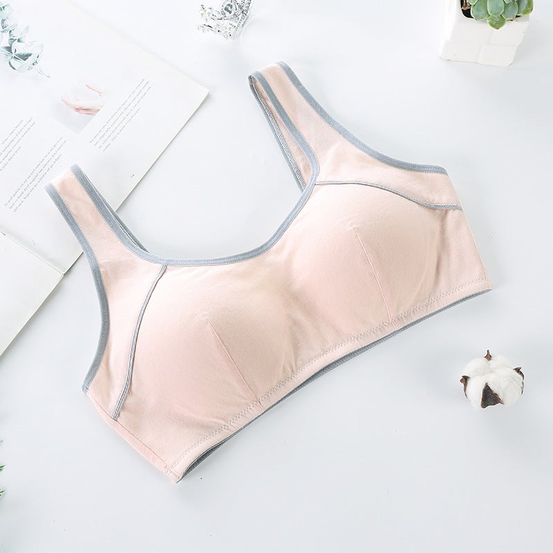 Girls' Underwear For Primary School Students Junior High School Students Elastic Wide Shoulder Strap Double Layer Anti-Bump Bra For Girls Developmental Vest - Image 3