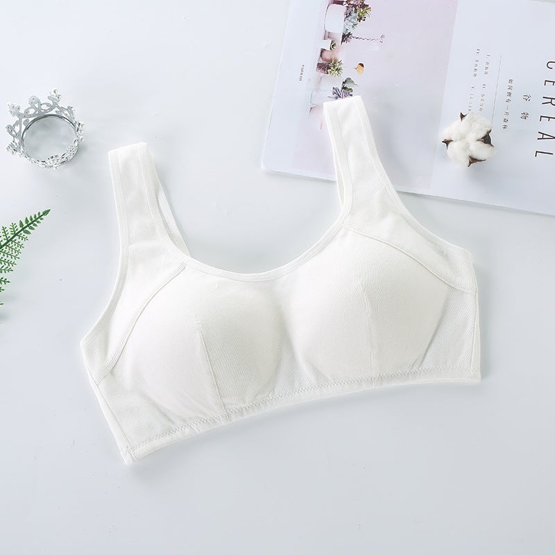Girls' Underwear For Primary School Students Junior High School Students Elastic Wide Shoulder Strap Double Layer Anti-Bump Bra For Girls Developmental Vest - Image 1