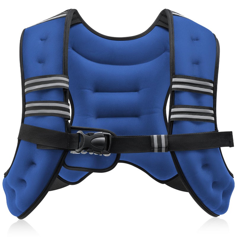ZELUS Weighted Vest, 6lb/8lb/12lb/16lb/20lb/25lb/30lb Weight Vest with Reflective Stripe for Workout, Strength Training, Running, Fitness, Muscle Building, Weight Loss, Weightlifting, Blue(12 lb) - Image 1