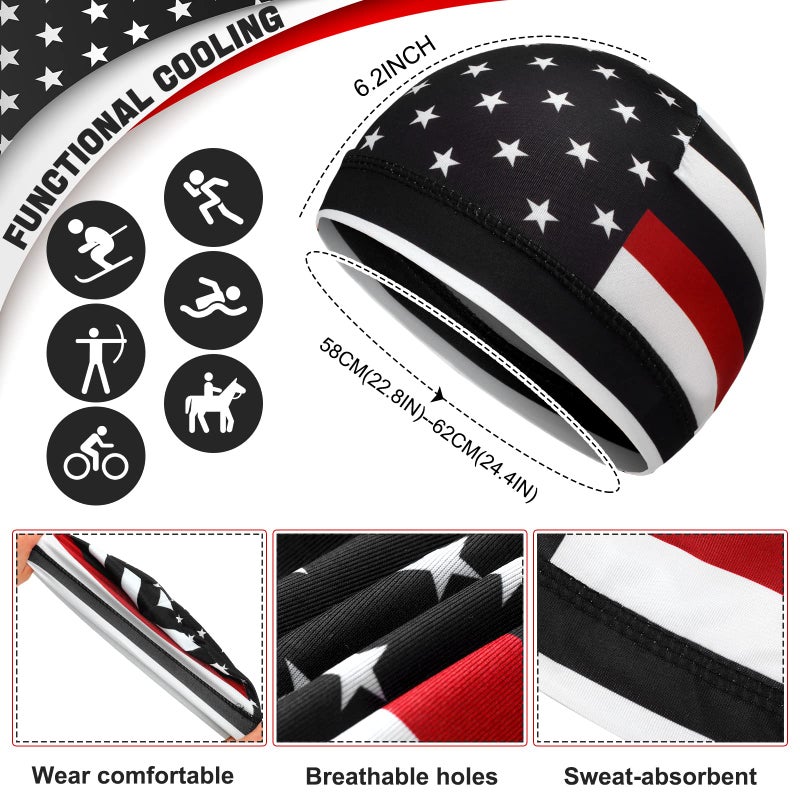 Tarpop 10 Pcs Men Skull Caps Cooling Welding Hard Helmet Liner Cycling Skull Caps Wicking Beanie Do Rag Head Wrap for Men(Flag Style) Colorful - Image 2